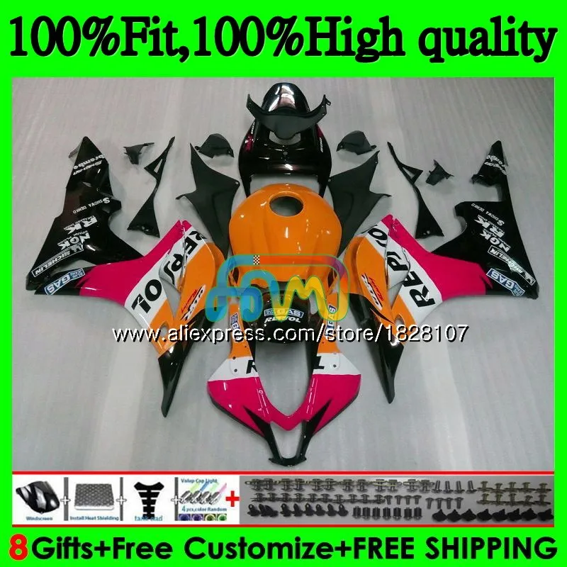 Литья под давлением для HONDA CBR600 CBR 600 RR CC 600RR 600F5 F5 07 08 60BS. 173 CBR600RR CBR600F5 600CC 2007 розовое orange 2008 обтекатель oem