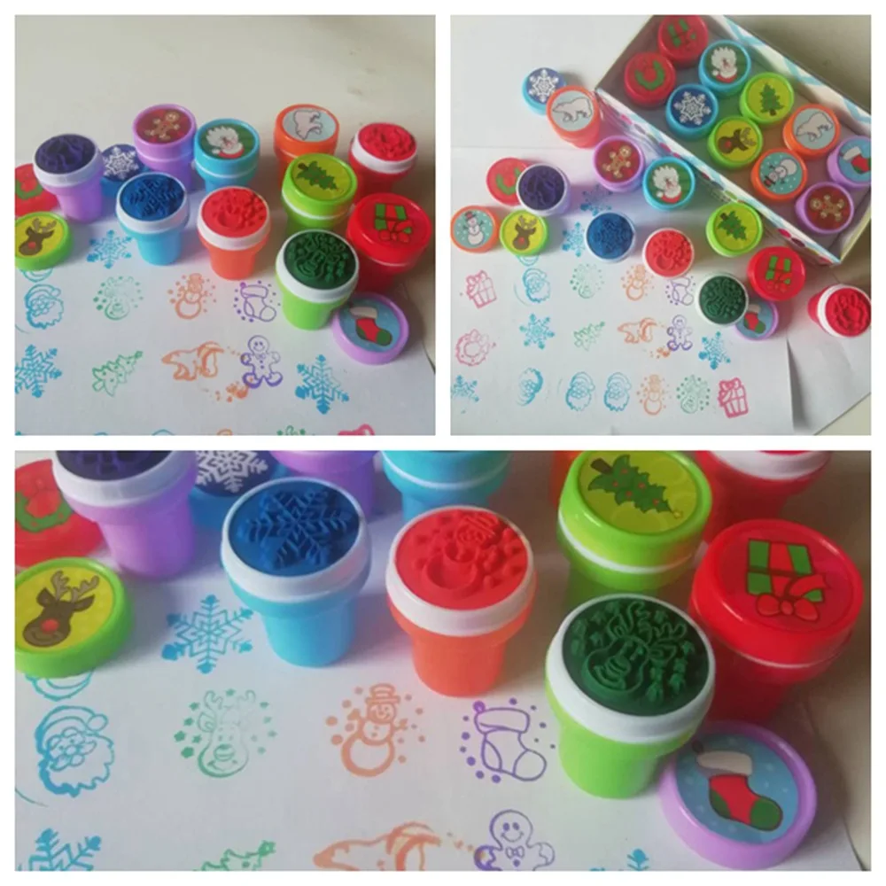 5pcs Children Toy Stamp Cartoon Floral Smiley Digital Child Seal Scrapbook Stamper DIY Cartoon Die Toy Ocean Animal Series