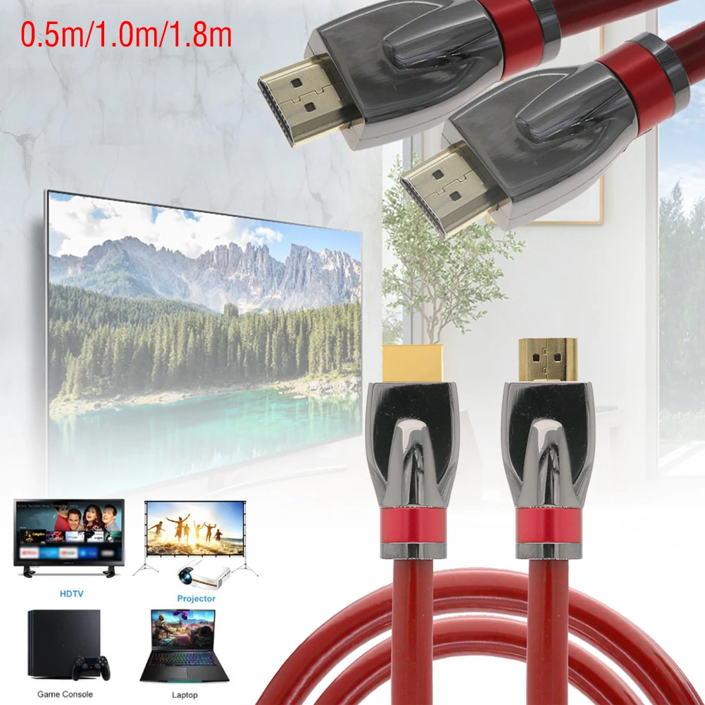 Кабель для HDMI 2,1 8K 3D 120 Гц HDTV UHD высокоскоростной плетеный шнур 0,5 м 1 м 1,8 м HDMI 120 Гц 48 Гбит/с для Xbox DVD плеера ПК