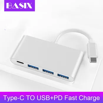

Basix Type C Hub To HDMI USB3.0 PD Adapter Thunderbolt 3 Docking Station for MacBook Samsung Galaxy S8 Huawei P20 USB C Hub