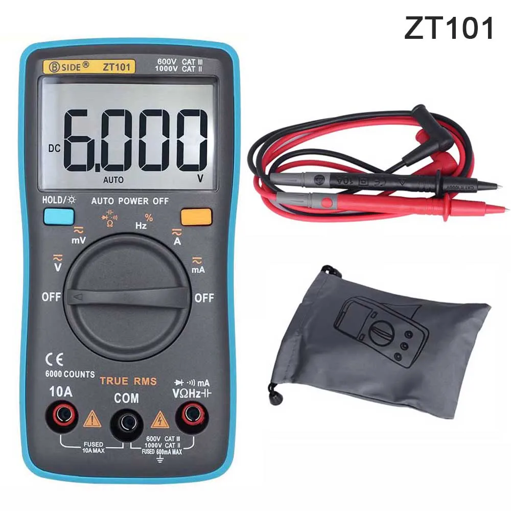 ZT101 Цифровой мультиметр True RMS подсветка AC/DC Амперметр Вольтметр Ом портативный измеритель напряжения BSIDE - Цвет: ZT101