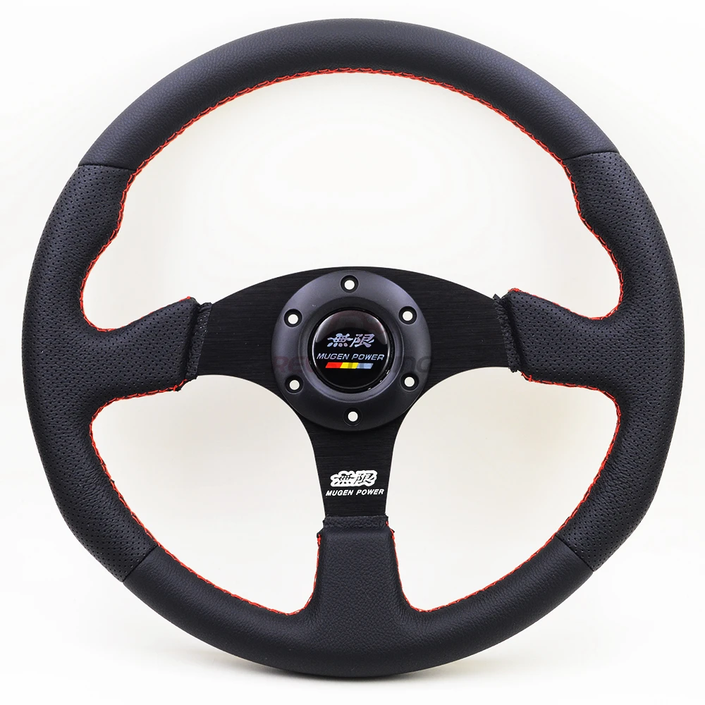 

Универсальные плоские красные стежки JDM 14 дюймов 350 мм для гоночного автомобиля, гоночного дрифта, спортивного руля Mugen для Honda