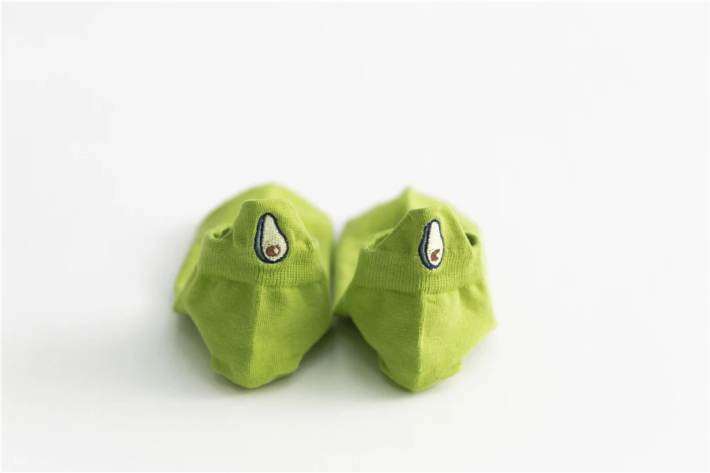 Neue Mode Sommer Herbst Avocado Stickerei Sokken Frauen atmungsaktiven Komfort Baumwolle Ins Stil grüne Söckchen Drops hip – Detail 14