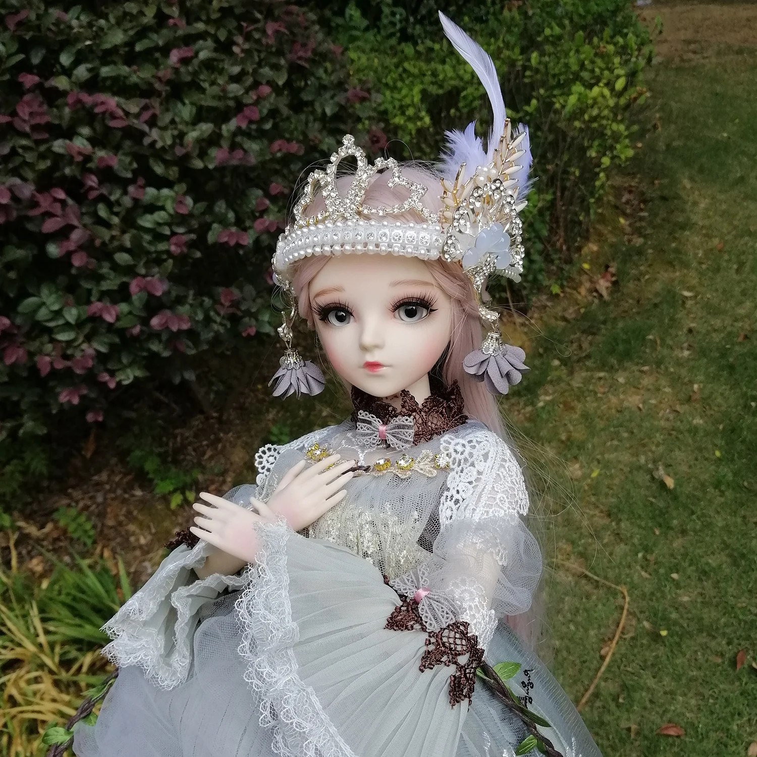2" полный набор BJD кукла+ макияж ручной работы 24 дюймов 60 см EVA BJD леди+ стеклянные глаза+ аксессуары парики одежда обувь DA008-3L03