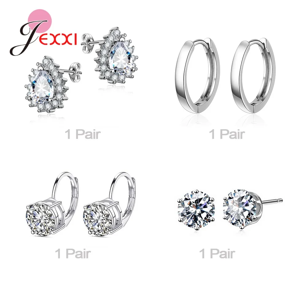 New Fashion 925 Sterling Silver Earrings Jewelry Sets Multiple Style Jewelry Accessory In One Set Female Nice Jewelry Gift