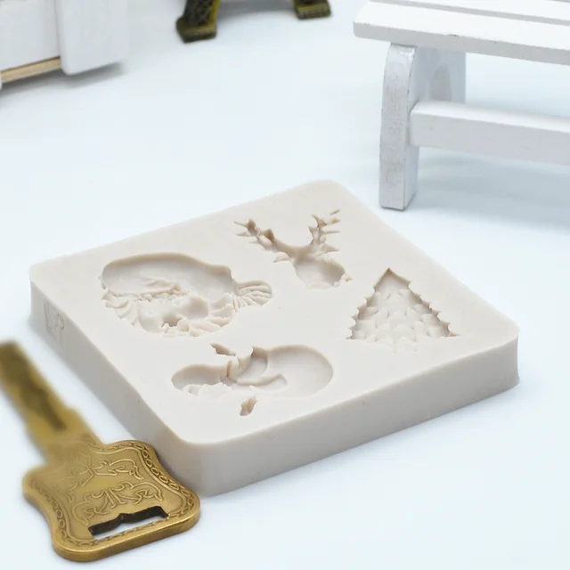 Karácsonyi Szarvas Hóember Fa Alakú Szilikon Gyanta Penész Torta Díszítő Sütőszerszám Diy Csokoládé Cukorka Tészta Fondant Formák - Image 4