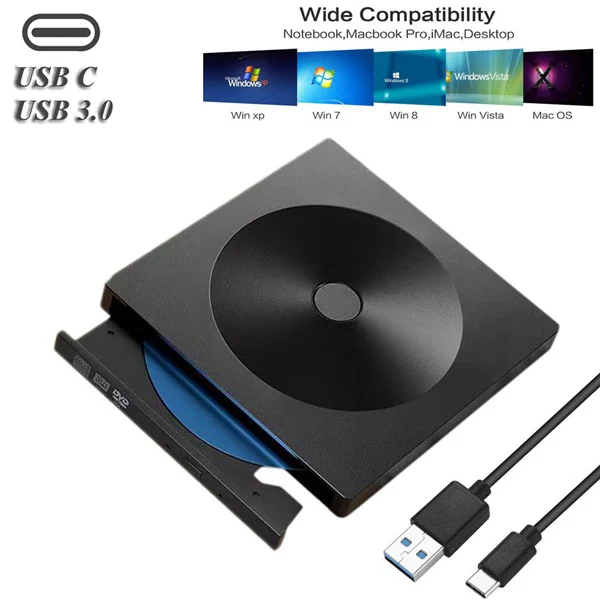 Tonbux внешний тип C USB 3 0 DVD CD Привод Оптический привод rom плеер CD-RW записывающее
