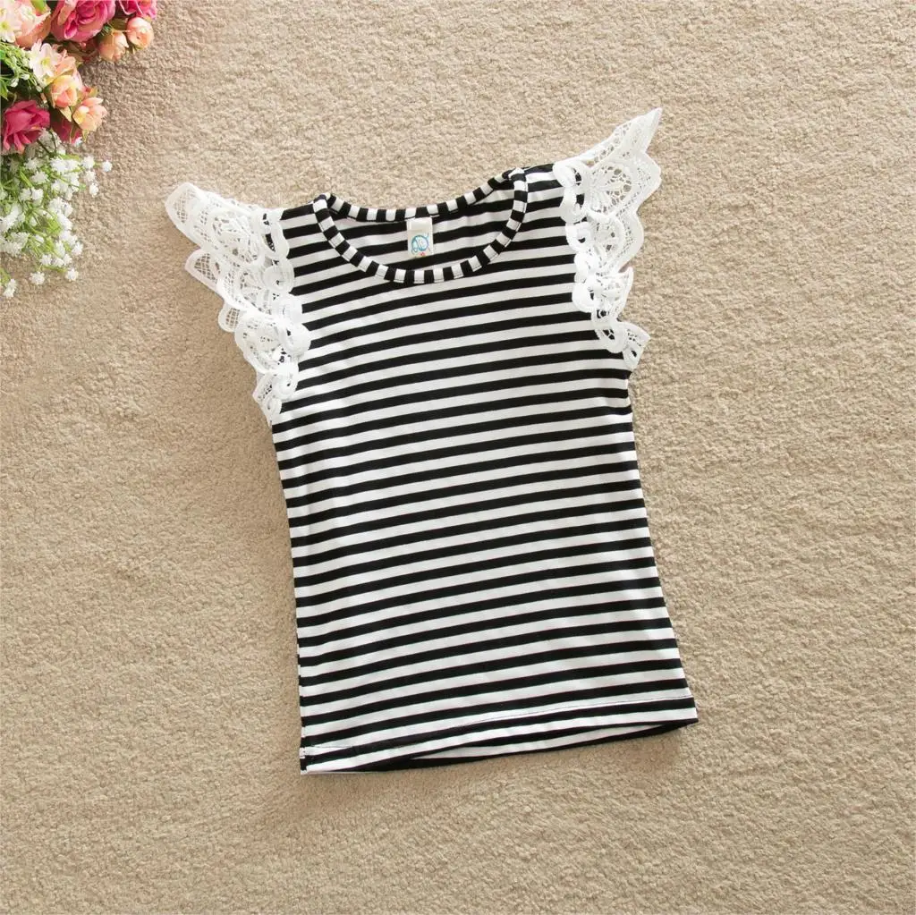 Striped Babyinstar/Детские Одежда для девочек летние Футболки без рукавов Детские топы для девочек, детская верхняя одежда Детские заказчика модные футболки для девочек - Цвет: Striped
