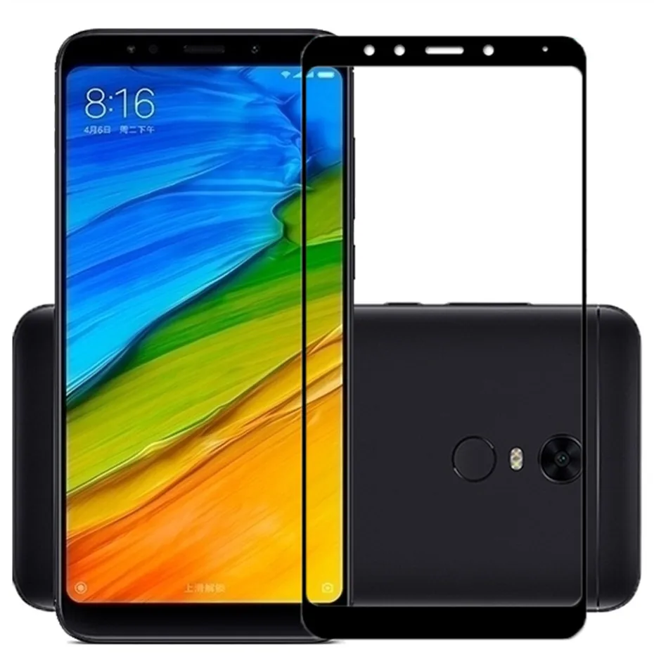 Защитное стекло для xiomi redmi 5 plus redmi 5 5 plus полное покрытие закаленное стекло на redmi note5 Note 5 pro Защитная пленка для экрана - Цвет: Black