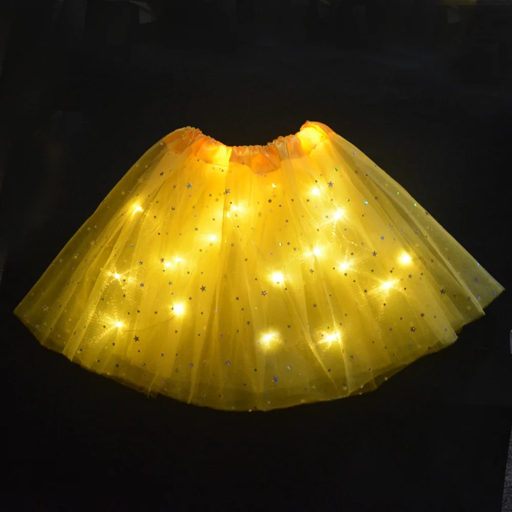Неоновые вечерние светящиеся юбки-пачки с орнаментом в виде звезд для девочек и женщин, набор венков с цветочной короной, подарок на день рождения, Рождественская светодиодная одежда