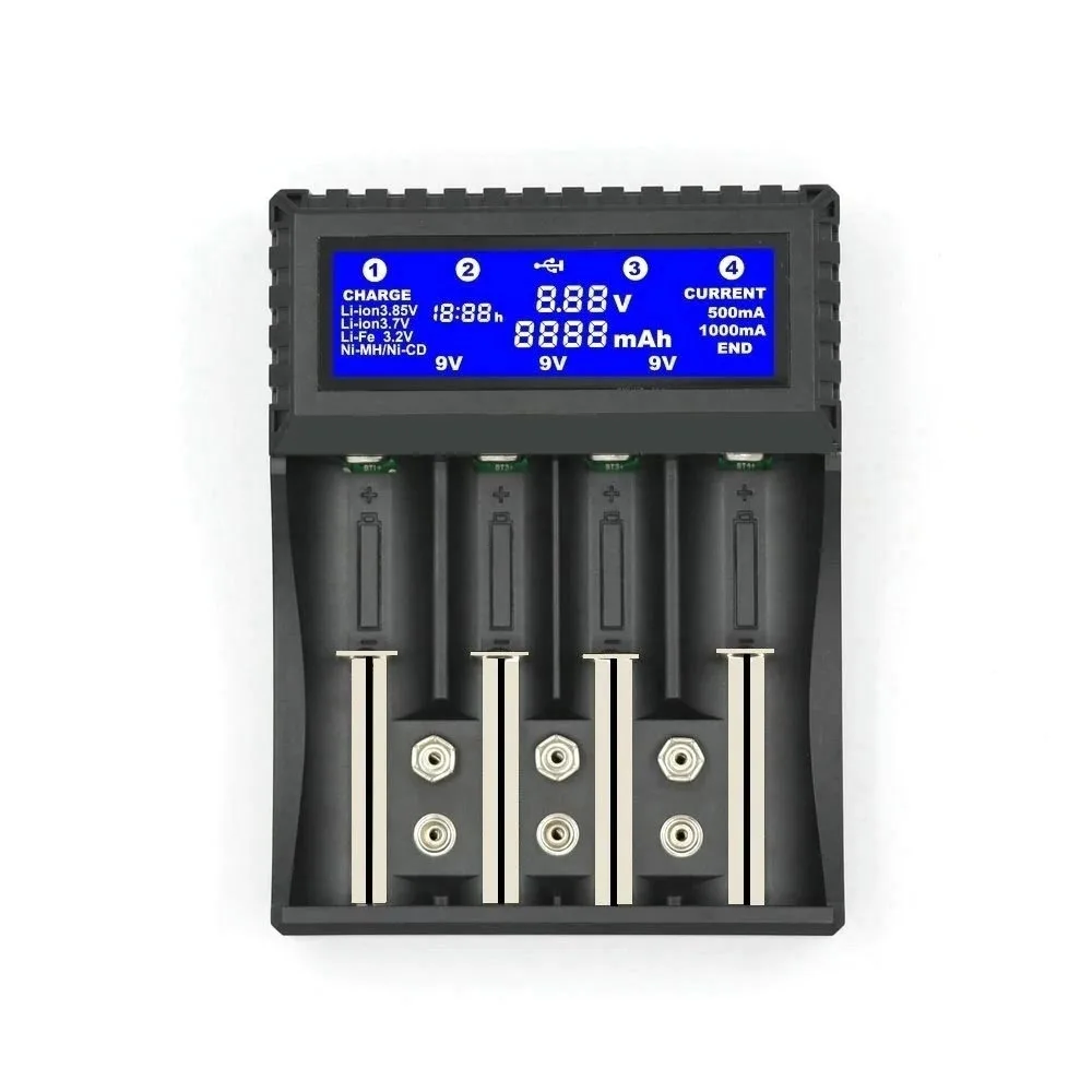 JOUYM зарядное устройство Smart 18650, совместимый аккумулятор 1,2 V 3,7 V 3,2 V 9V AA AAA 6F22 PP3 NiMH Li-Ion 16340 26650 14500 18650 - Цвет: Черный