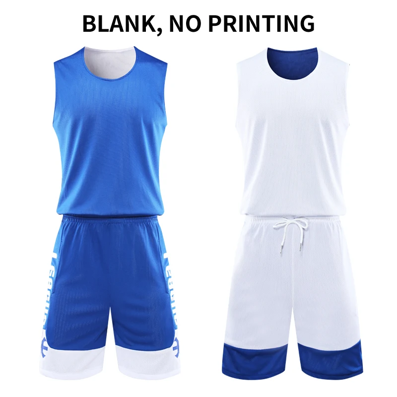 blue white blank Двусторонняя баскетбольная форма на заказ, форма для баскетбола с принтом имени, логотипа, Джерси, баскетбольная L-6XL, спортивная одежда - Цвет: blue white blank