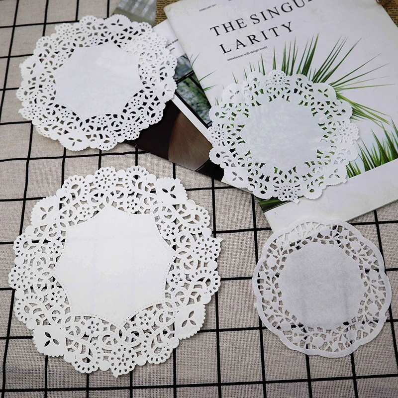 Tapete de papel redondo para Decoración de mesa, manteles individuales de 100 Uds., 4,5/5,5/6,5/7,5 pulgadas para Decoración de mesa