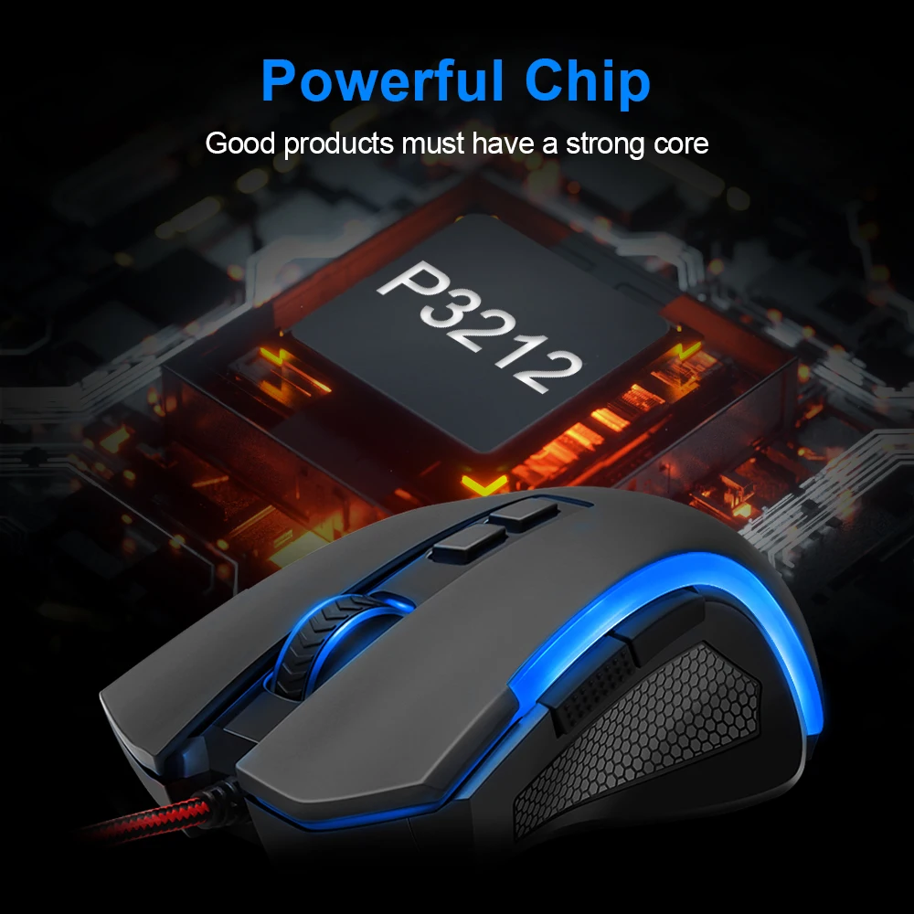 Redragon GRIFFIN M607 USB Проводная игровая компьютерная мышь 7200 точек/дюйм 6 кнопок 7 цветов