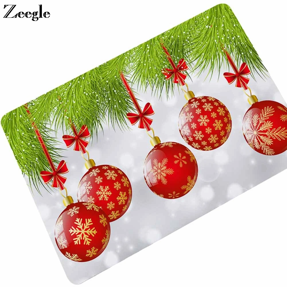 Zeegle Christmas Doormat Floor Mat Anti Slip Rubber Bathroom Doormat Shower Mat Waterproof Soft Indoor Door Mat Hallway Carpet