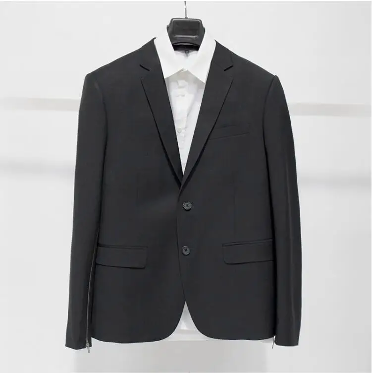 S-6XL! Модные узкие в британском стиле мужская куртка рукав молния декоративный костюм мужчины