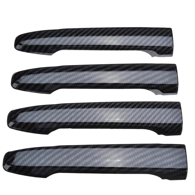 4pcs/set Black Door Handle Cover Carbon Fiber Style Universal For Mitsubishi Lancer EX Evolution X 08-17