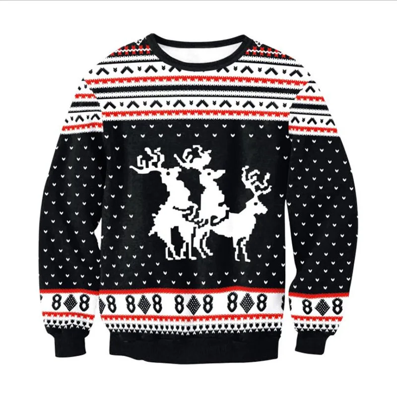 Мужской женский Рождественский свитер с Санта-единорогом, пуловер, рождественские свитера, джемперы, топы, осенне-зимняя Толстовка с длинным рукавом - Цвет: SWYS009