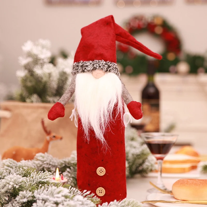 Рождественские гномы винные бутылки крышка, ручной работы шведский Tomte Gnomes винные бутылки топперы Санта Клаус бутылки Сумки с кулиской St