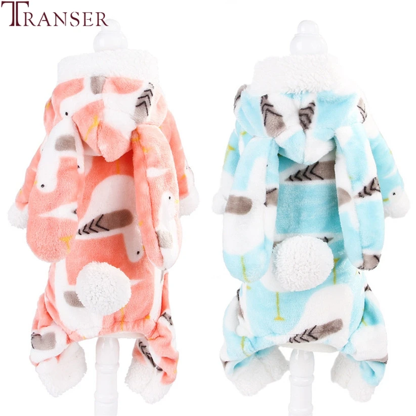 

Transer Cute Birds Print Soft Fleece Dog Clothes Pink Blue Winter Warm Pet Dog Jumpsuit Rompers Puppy Dog Pajamas Sleepwear 9909