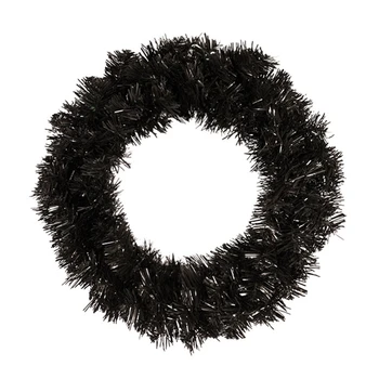 

12\"/16‘’ Christmas Halloween Black Tinsel Artificial Flower Wreath for Home Door 57BB