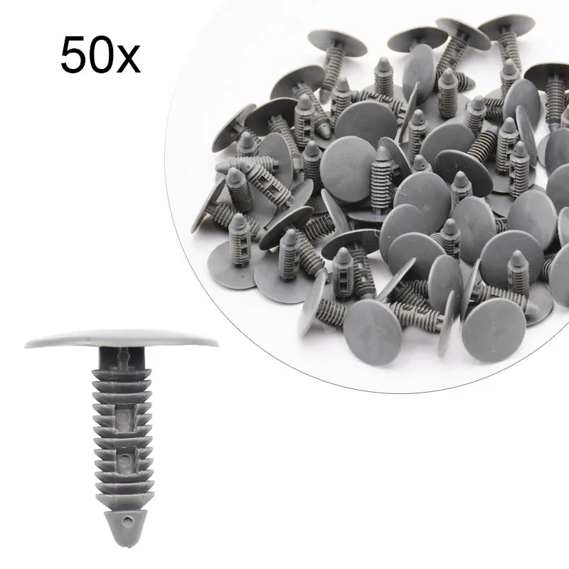 

50pcs Plastic Rivets 7mm Hole Auto Fasteners for Buick Ford Car Roof Liner Trim Panel Retainer Clip Vehicle Universal Beige Gray