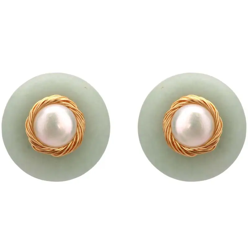 

DMEFP432 2019 Handmade Pearl Stud Earrings Simple Female Wild Freshwater Pearl Natural Stone For Women