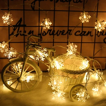 

3M 6M 10M Christmas Snowflake LED String Light Battery Powered Fairy LED String Hanging Ornaments for Christmas Snowflake Decor