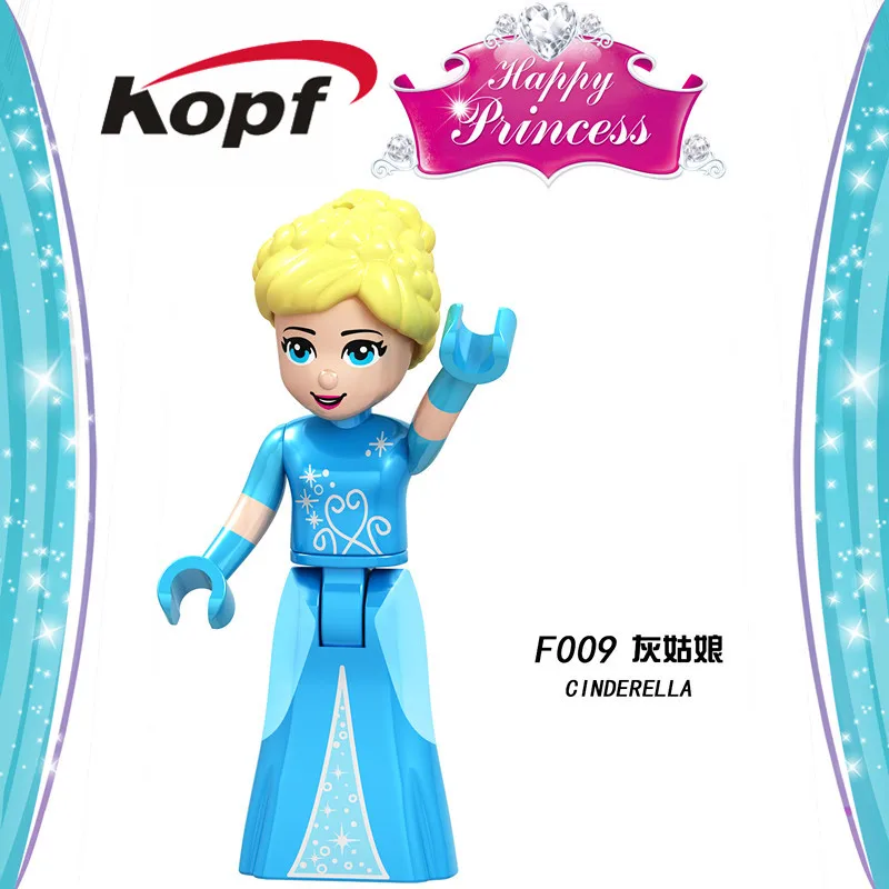 F009 Without Box Принцесса девочка Фигурка Сказочный малефисент строительный блок Эльза Ариэль зверь Белль Детские куклы кирпичи игрушки друг Juguetes - Цвет: F009 Without Box
