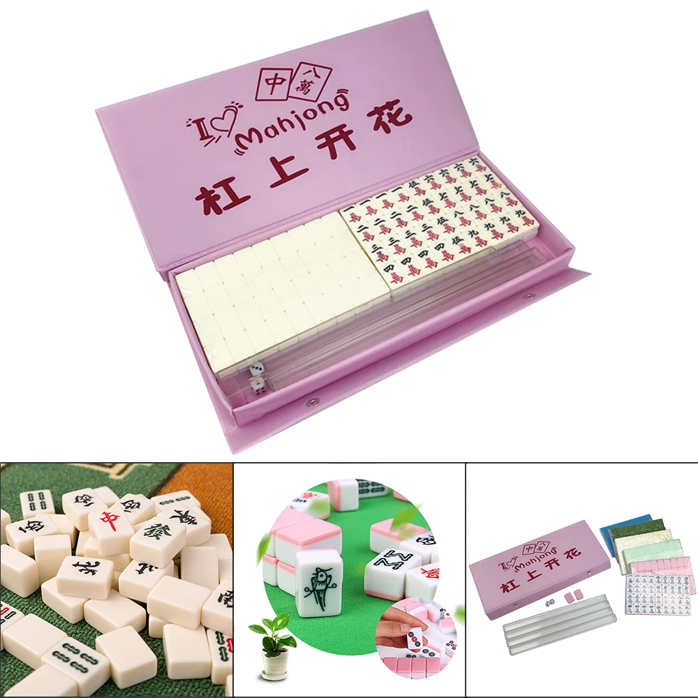  Mini Mahjong Toy Portable Folding Wooden Box Mahjong Set Table Game Mahjong Travelling Board Game E