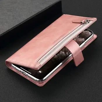 

LCHULLE PU Leather Zipper Wallet Case for Samsung S20 S10 Plus S20 Ultra Card Slots Holder Phone Back Cover for Galaxy S8 S9