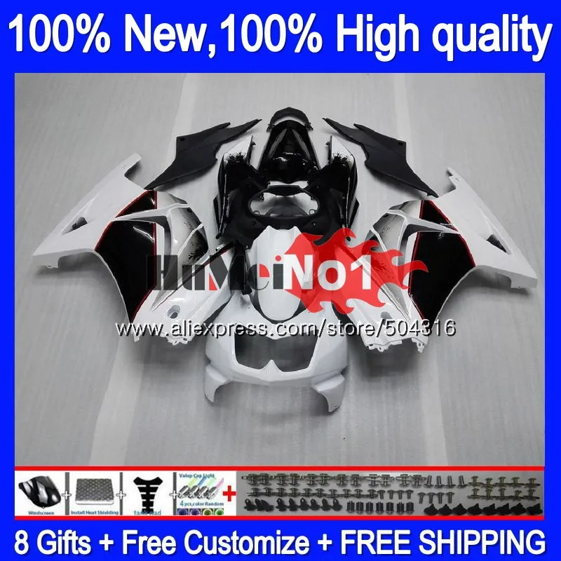 Комплект для KAWASAKI EX250 ZX250 R EX250R белого и черного цвета 10MC. 2 ZX EX 250 250R ZX250R 2008 2009 2010 2011 2012 08 09 10 11 12 обтекатель