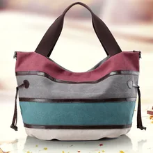 Женская вместительная сумка, Холщовая Сумка на плечо, Женская Повседневная многоцветная полосатая сумка для покупок, модная сумка-мессенджер, Bolsos Mujer