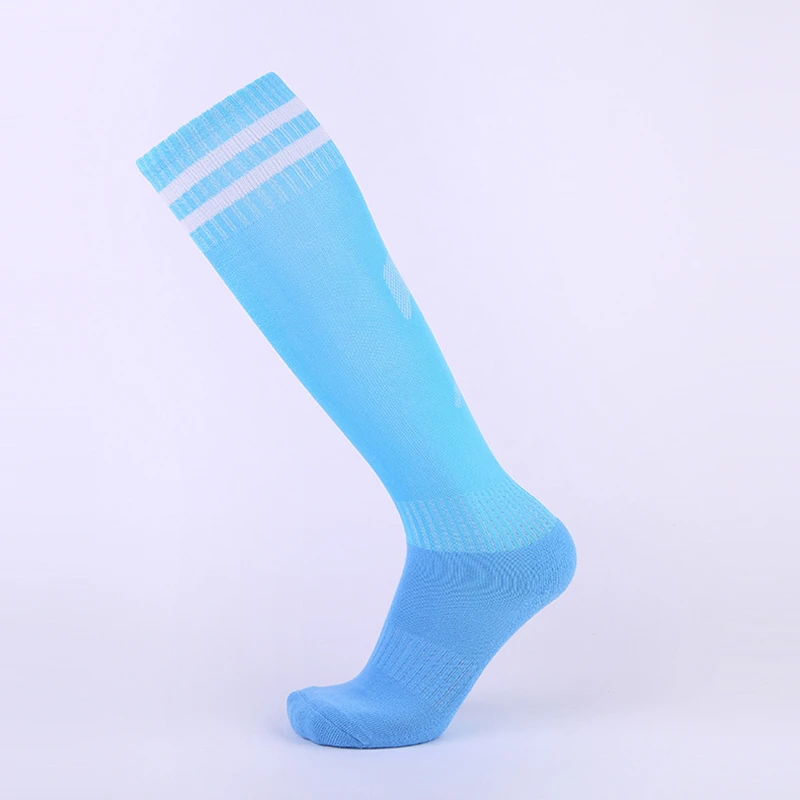 New Professional adult children Color Stripe Sports Soccer Socks Breathable Running Jogging kids High Knee Socks Long Stocking