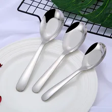 

1pcs Stainless Steel Spoon Creative Chinese Tableware Flat Spoon Ladle Long Spoon Big Spoon Kitchen
