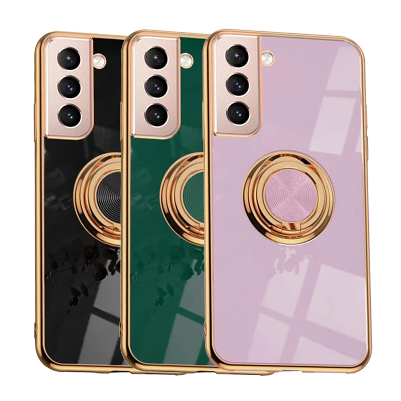 Luxury Ring Case For Samsung Galaxy S21 Plus Note 20 Ultra 10 S21Plus S21Ultra Note20 Note10 Soft Silicone Cover Holder Stand