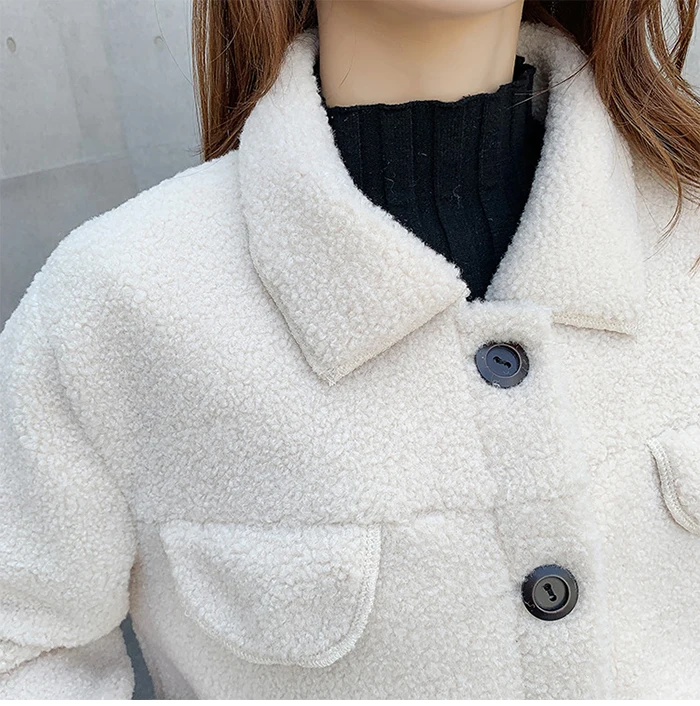 Bella philosophy Women Winter Warm Loose Jackets Coats Vintage Single Breasted Female Faux Fur Coats Pockets Lady Teddy Outwears