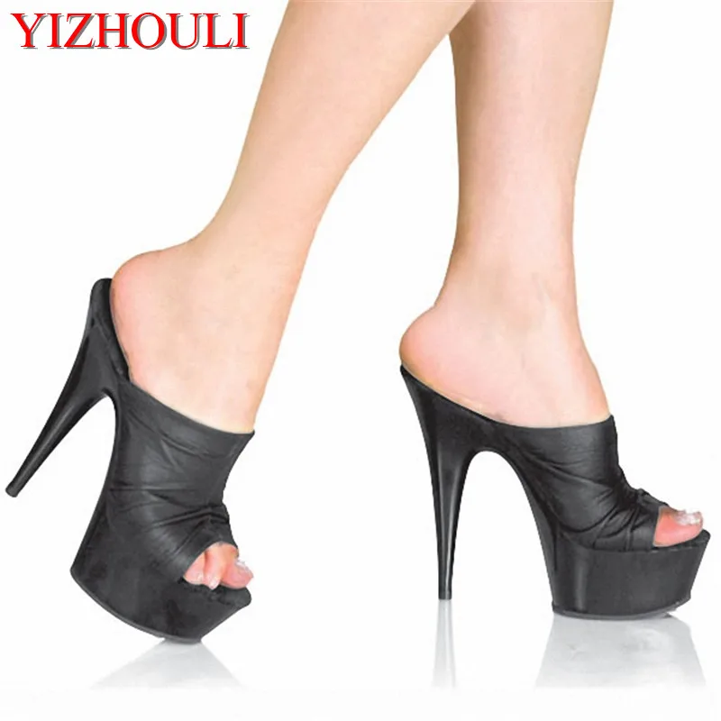 Sexy pleated vamp 15 high heels, 6 inch banquet stage high heels, fish