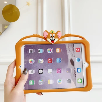 

Cover for iPad Mini5 iPad 2/3/4 Cartoon Cute Tom Jerry Case Silicon Stand Shell for iPad Pro 10.5 iPad 10.2 7th Kids Handle Gift