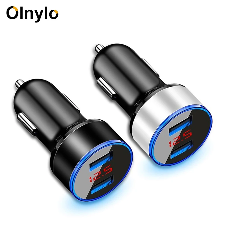 

Dual USB Car Charger For iPhone XR Huawei Tablets With LED Display 5V 3.1A Mobile Phone Chargers Universal Phone Car-Charger