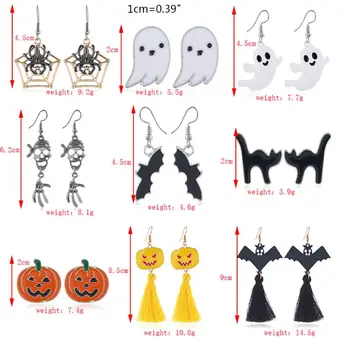 

11 Pairs Halloween Earring Horror Pumpkin Ghost Bats Dangle Hook Drop Party Gift 24BC
