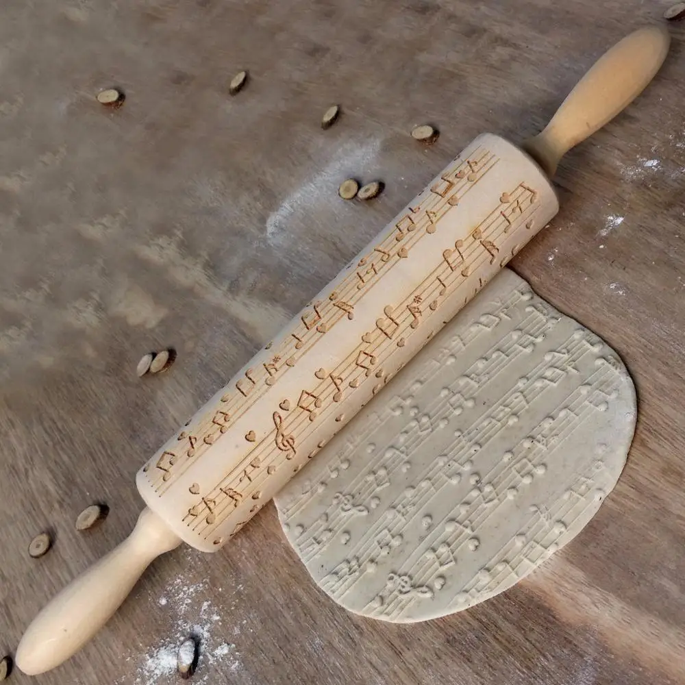 Christmas Embossed Rolling Pin Baking Cookies Roller Christmas Wooden Rolling Pins For Baking Embossed Cookies Dropship