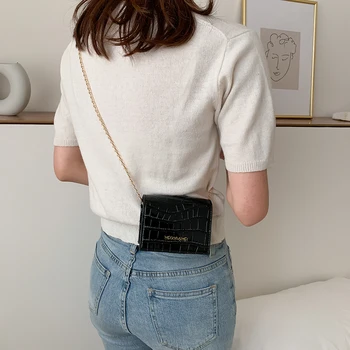 

Vintage Fashion Retro Women Messenger Purse PU Solid Stone Pattern Ladies Shoulder Travel Solid Color Female Flap Chain Totes