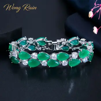 

Wong Rain Bohemian Boho 100% 925 Sterling Silver Emerald Ruby Gemstone Birthstone Bangle Women Bracelet Fine Jewelry Wholesale