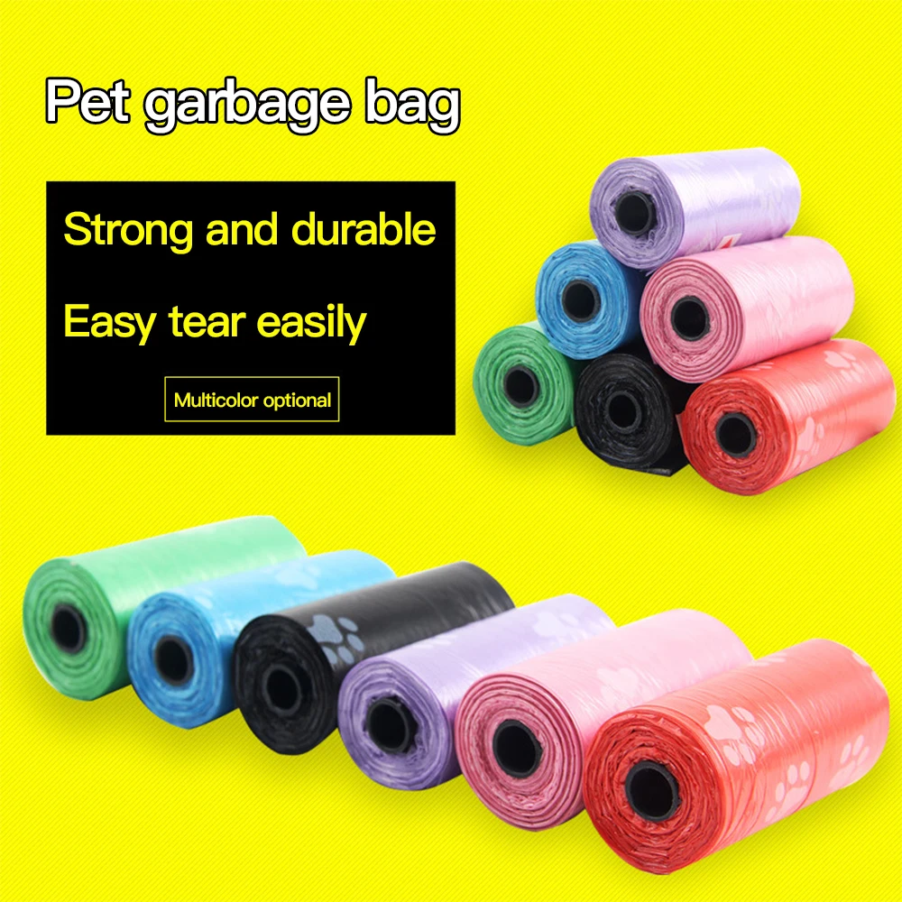 Bolsas de basura con impresión de patas para excrementos de perro y gato, 20 piezas rollos, para limpieza del hogar al aire libre, rellenables, Degradable, organizador, para recoger, novedad