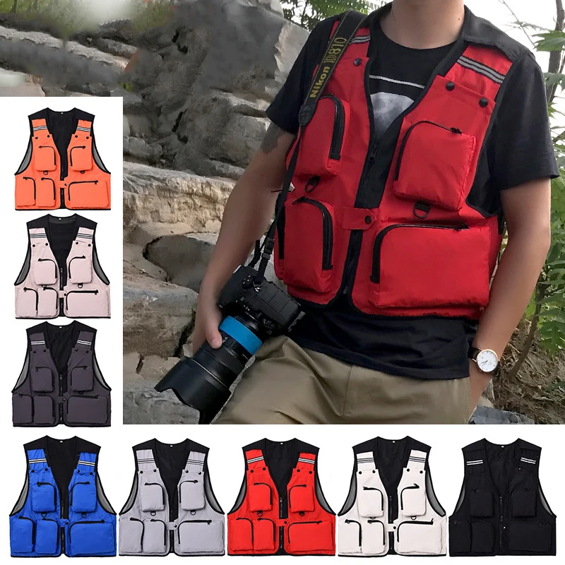 Fishing Vest Quick Dry Fish Breathable Photography Jacket Sport Survival Utility Safety Wedding Director WaistcoatСпорт и