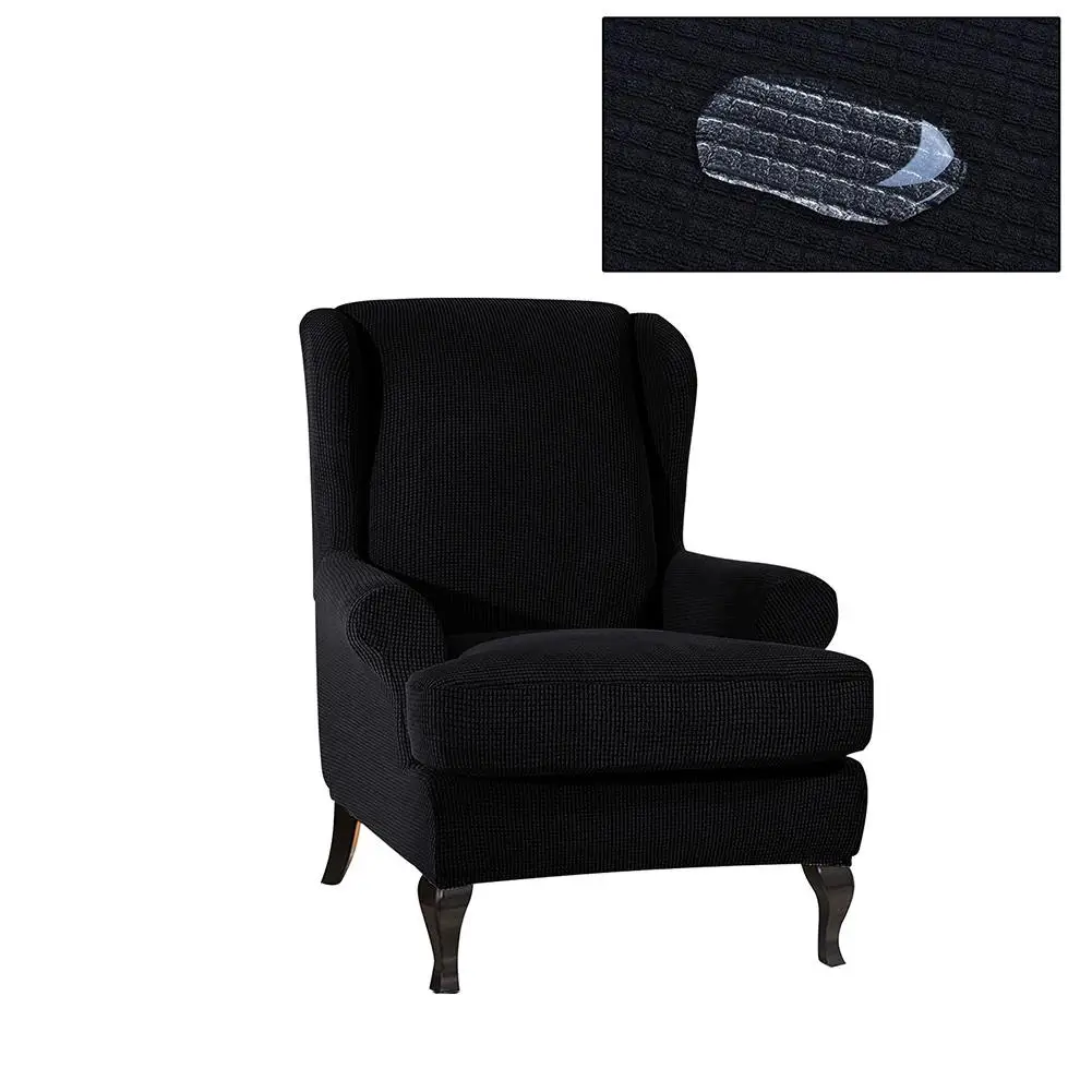 Водонепроницаемые наклонные ручки King Back эластичные чехлы на кресла кресло крыла дивана задняя крышка стула стрейч протектор чехол - Цвет: Black