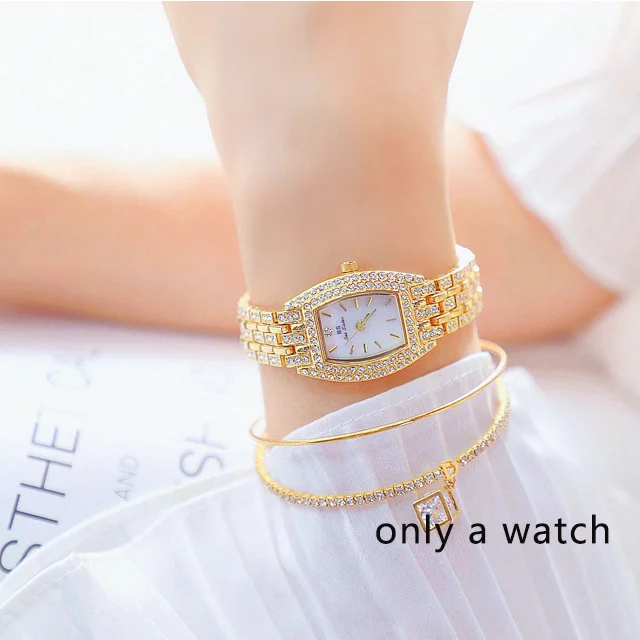 Relogio feminino женские часы золотые Роскошные брендовые алмазные квадратные Кварцевые женские наручные часы женское из нержавеющей стали часы - Цвет: gold-white