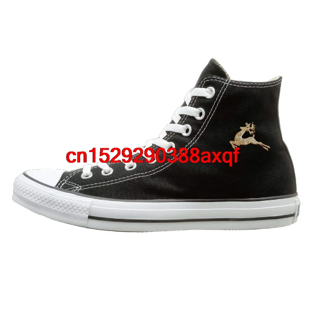 

Unisex Casual Shoes Boys and Girls Sports Shoes Sika Deer Canvas Shoes High Top Casual Black Sneakers Unisex Style