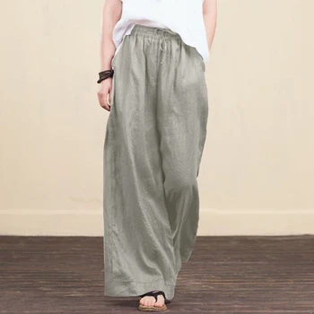 

Women's Pants Casual Loose Elastic Mid Waist Wide Legs Harem Pants Baggy Trousers Breathable New Solid Color Ladies Clothing